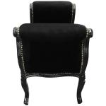 Baroque bench Louis XV style - Black velvet fabric - Black lacquer wood - MACE