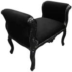 Baroque bench Louis XV style - Black velvet fabric - Black lacquer wood - MACE