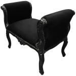 Baroque bench Louis XV style - Black velvet fabric - Black lacquer wood - MACE