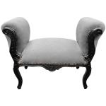 Barocke Bank im Stil Louis XV - Grauer Samtstoff - Mattschwarz lackiertes Holz - MACE