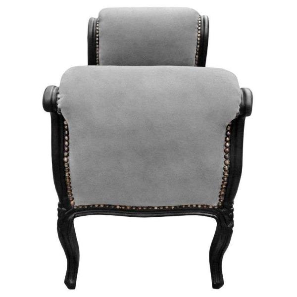 Barocke Bank im Stil Louis XV - Grauer Samtstoff - Mattschwarz lackiertes Holz - MACE