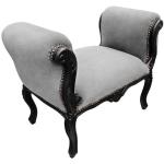 Barocke Bank im Stil Louis XV - Grauer Samtstoff - Mattschwarz lackiertes Holz - MACE