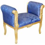 Barocke Bank im Stil Louis XV - Blaue Kobolde satinierter Stoff - Gold Holz - MACE