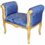 Barocke Bank im Stil Louis XV - Blaue Kobolde satinierter Stoff - Gold Holz - MACE