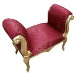 Barocke Bank Louis XV Stil - Rote Kobolde Satin Stoff - Gold Holz - MACE