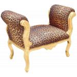 Baroque Bench Louis XV Style - Leopard Fabric - Gold Wood - MACE
