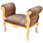 Baroque Bench Louis XV Style - Leopard Fabric - Gold Wood - MACE