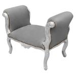 Barocke Bank im Louis XV-Stil - Grauer Samtstoff - Silbernes Holz - MACE