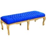 Barocke Flachbank Louis Xv - Blauer Samtstoff - Goldenes Holz - MACE