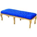Barocke Flachbank Louis Xv - Blauer Samtstoff - Goldenes Holz - MACE