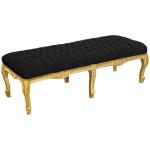 arocke Flachbank Louis XV - Schwarzer Samtstoff - Goldenes Holz - MACE