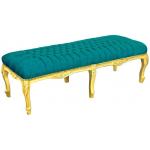 Baroque Flat Bench Louis XV - Green Velvet Fabric - Gold Wood - MACE