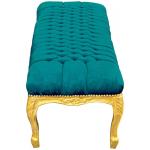 Baroque Flat Bench Louis XV - Green Velvet Fabric - Gold Wood - MACE