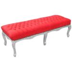 MACE Heritage - Barocke Flachbank Louis XV - Roter Samtstoff - Silbernes Holz - 140cm Länge