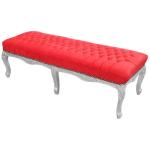 MACE Heritage - Barocke Flachbank Louis XV - Roter Samtstoff - Silbernes Holz - 140cm Länge