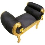 Barocke römische Bank - Schwarzer Samtstoff - Vergoldetes Holz - Königliche klassische Möbel - Antiker Stil - MACE