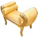 Barocke römische Bank - Goldsatinierter Stoff - Vergoldetes Holz - Königliche klassische Möbel - Antiker Stil - MACE