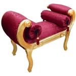 Barocke römische Bank - Roter Satinstoff - Vergoldetes Holz - Königliche klassische Möbel - Antiker Stil - MACE