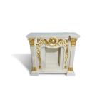 Empire Wooden Fireplace Style - White/ Gold Colour - Beige Marble Top -125 Cm Width - MACE