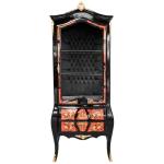 Luxury display cabinet - Napoleon III style - Boulle marquetry vitrine - Black/Gold colour - Black interior velvet fabric MACE