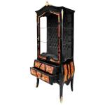 Luxury display cabinet - Napoleon III style - Boulle marquetry vitrine - Black/Gold colour - Black interior velvet fabric MACE
