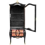 Luxury display cabinet - Napoleon III style - Boulle marquetry vitrine - Black/Gold colour - Black interior velvet fabric MACE