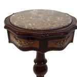 Brown barouqe side table - top marble surface - Solid wood - Handmade - Hexagonal shape - Brass - MACE