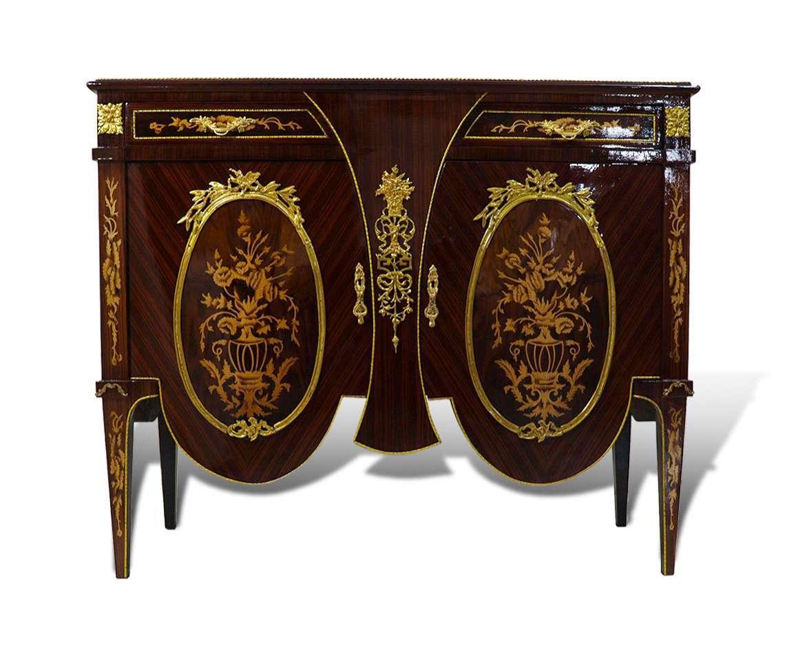 MACE Luxus Barock Sideboard mit Intarsien Messingbeschlägen 2 Schubladen und 2 Türen