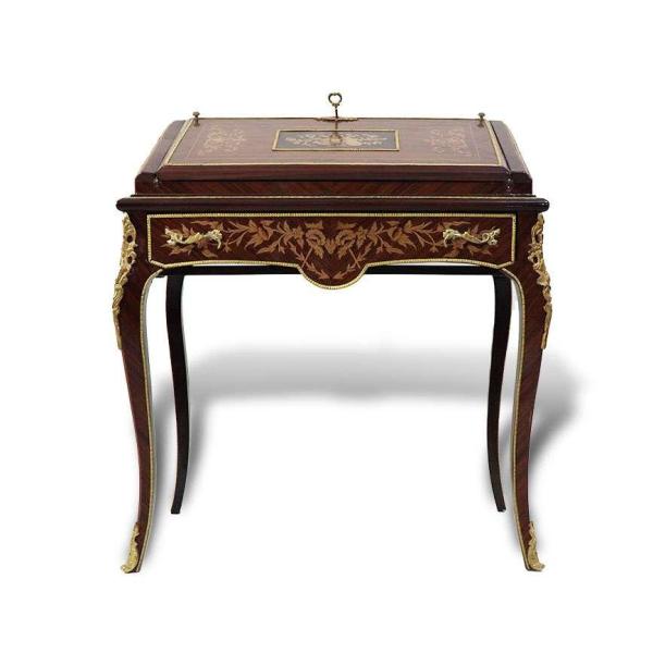 MACE Heritage - Ornamentaler Sekretär im Barockstil mit Intarsien und Messingbeschlägen 80 cm breit - eine große Schublade