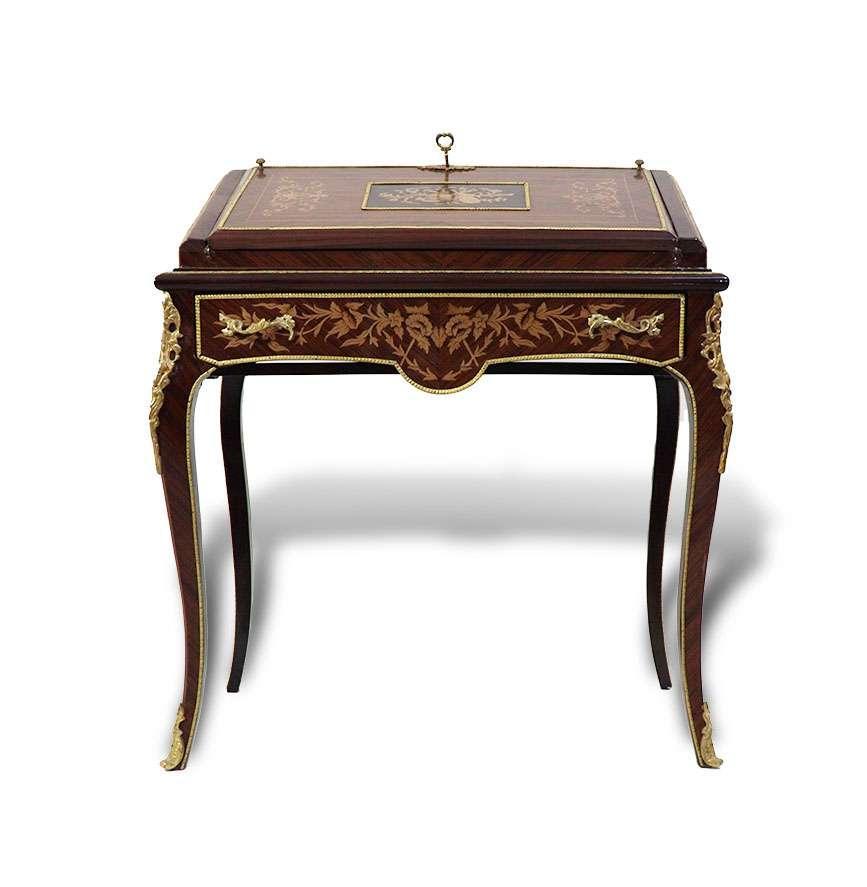 MACE Heritage - Ornamentaler Sekretär im Barockstil mit Intarsien und Messingbeschlägen 80 cm breit - eine große Schublade