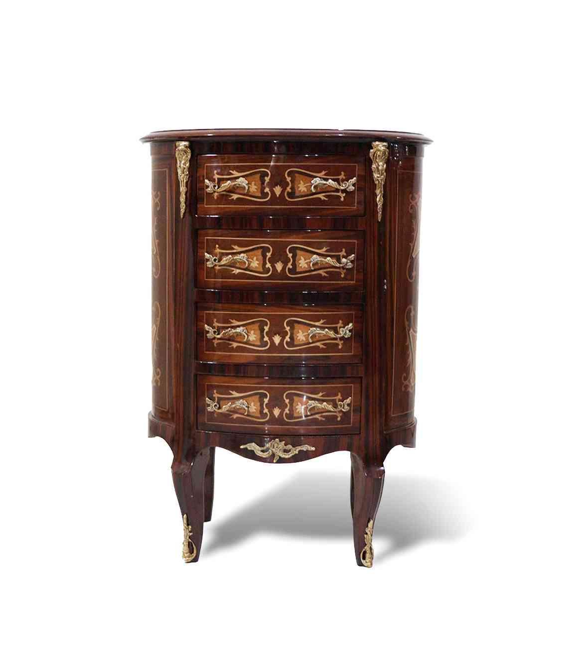 Baroque Chest Of Drawers - Four Drawers - Color Brown - Marquetry -MACE