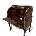 MACE Heritage - Luxuriöser barocker Sekretär im Louis XV-Stil - Zylinderschreibtisch - 7 Schubladen - Braun/Goldmessing - Damenschreibtisch - Barockmöbel