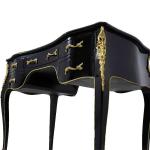 MACE-Schwarzer Barock Schreibtisch - 5 Schubladen - Schwarze Farbe - Messing - Handgefertigt - 100cm Breite