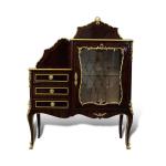 MACE-Luxury baroque showcase with 3 drawers - Two shelves - Brown color - Brass - Handmade - 110cm width