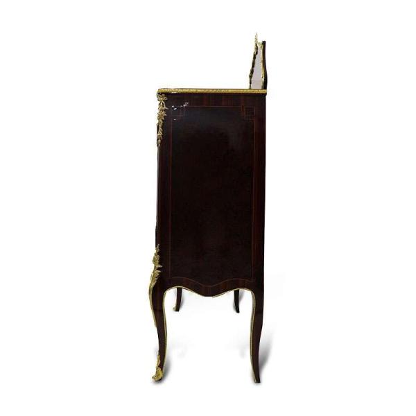 MACE-Luxury baroque showcase with 3 drawers - Two shelves - Brown color - Brass - Handmade - 110cm width