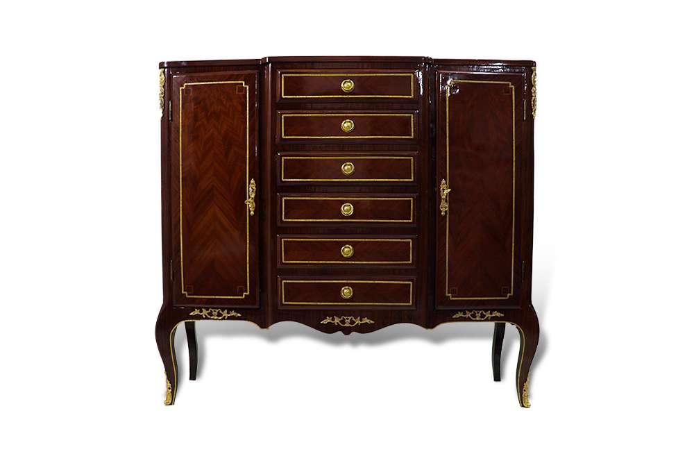 MACE Luxus Barock Sideboard mit Intarsien Messingbeschlägen 2 Schubladen und 2 Türen