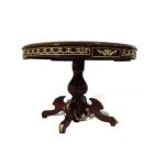 MACE-Barock runder Tisch - Intarsien - Farbe Braun - Messing - Esstisch für vier Personen - 130 cm