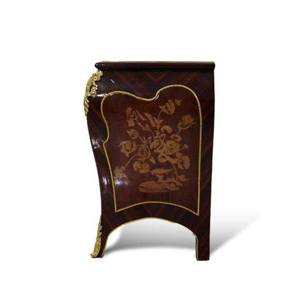 MACE - Baroque TV table - Brown Color - Brass - Five drawers - Two shelves - Marquetry - Baroque furniture - 116cm Width