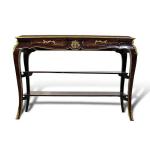 MACE Heritage - Barock TV-Tisch-Braun Farbe-Messing-Zwei Schubladen-Zwei Holzeinlegeböden - Marmorplatte - Intarsien - Barock Möbel - 110cm Breite