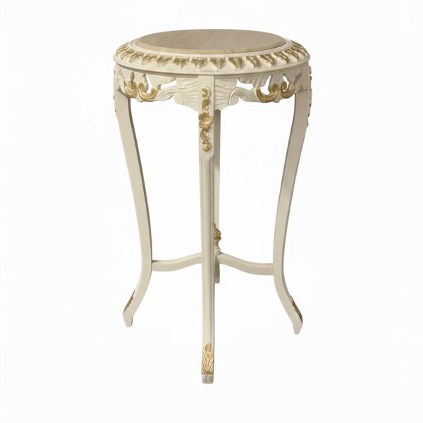 MACE Heritage – Barocker Beistelltisch mit Marmorplatte in Ivory-Creme und Antikgold
