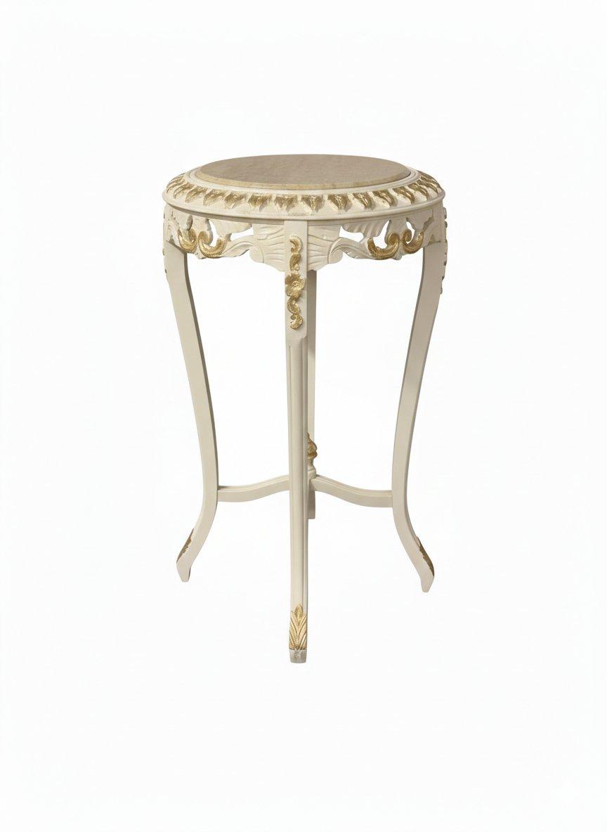 MACE Heritage – Barocker Beistelltisch mit Marmorplatte in Ivory-Creme und Antikgold