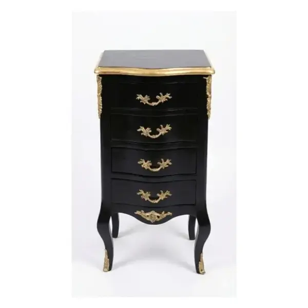 MACE Heritage – Luxuriöse Barock-Kommode in Schwarz & Gold – 4 Schubladen – Handgefertigt