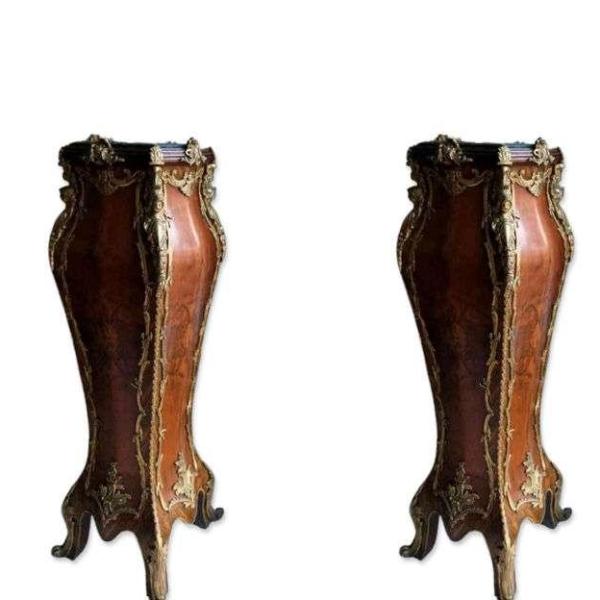 MACE Heritage - handgefertigtes luxuriöses Mahagoni-Ständer-Set - Naturfarbe - Marmorplatte - Messing - Sieht aus wie ein echtes Stück - ca.155cm