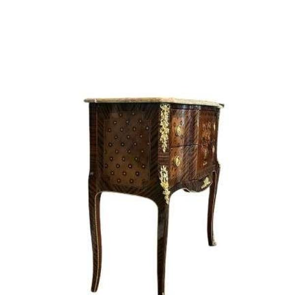 MACE- baroque luxury commode - brown - 2 drawers - Brass - Hnadmade -Beige marble top - Solid wood - Living room and hall ca. 55x37x78 cm