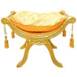 Barockhocker Sitzbank - Degobart - Goldsatinierter Stoff - Vergoldetes Holz - MACE