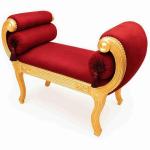 Barocke römische Bank - Burgundischer Samtstoff - Vergoldetes Holz - Königliche klassische Möbel - Antiker Stil - MACE