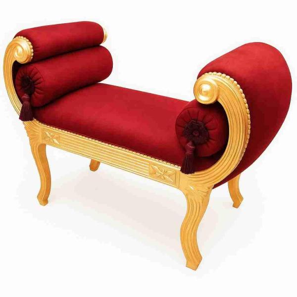 Barocke römische Bank - Burgundischer Samtstoff - Vergoldetes Holz - Königliche klassische Möbel - Antiker Stil - MACE