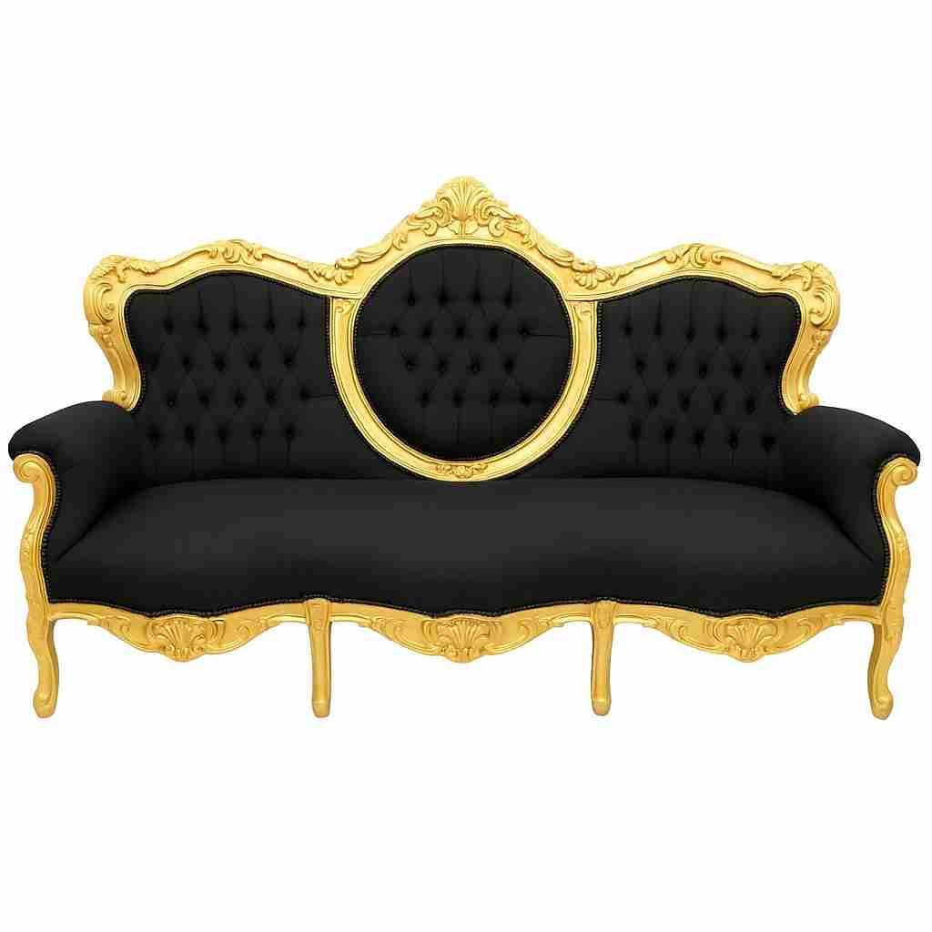 MACE Heritage - Canapé baroque – velours, feuille d’or, noir, blanc, rouge