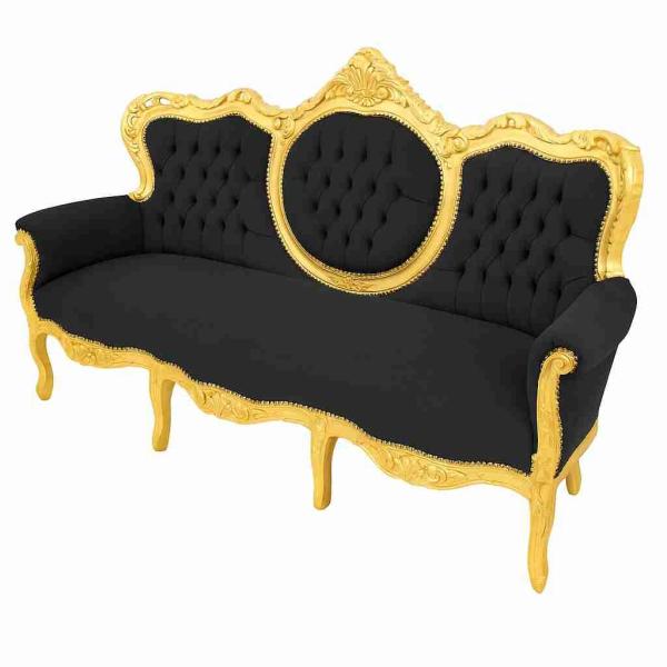 MACE Heritage - Canapé baroque – velours, feuille d’or, noir, blanc, rouge