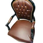 Barock Sessel - Louis XV Stil - Schwarzes Gestell - Braunes Kunstleder - Esszimmer Sessel - Wohnzimmer Möbel - Klassische Möbel - MACE
